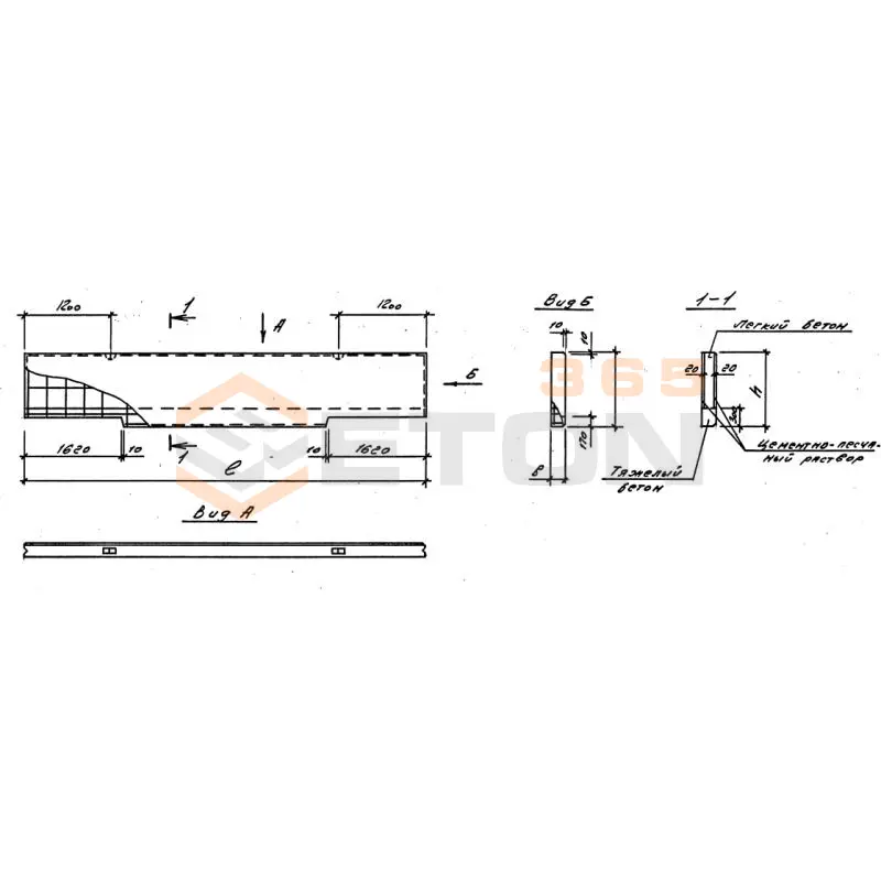 Панели стеновые цокольные Серия 1.030.1-1/88 ПСЦ 65-12-2-5