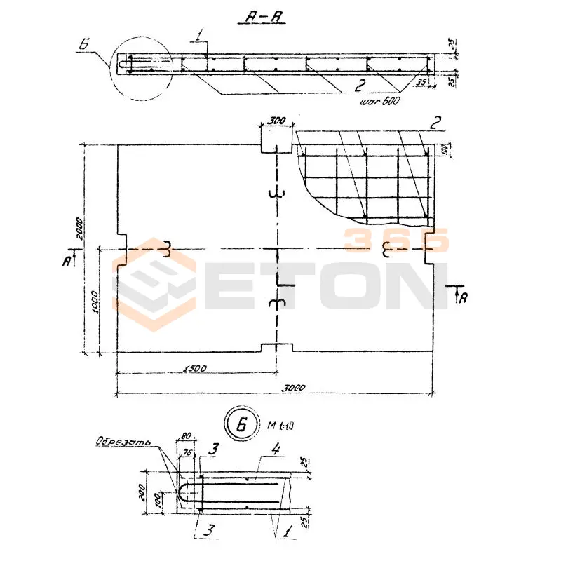 Плиты для крепления опкосов разделеных открытыми швами Серия 3.505.1-16 2П 20