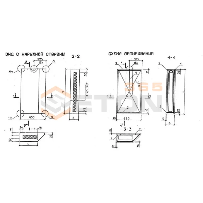 Панели стеновые трехслойные Серия 1.232.1-7 4ПСТ 65-210-25 л-1