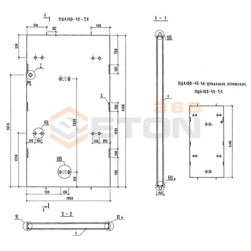 Панели шахт лифтов Серия 1.289.1-2 ПШЛ 100-42-4 б