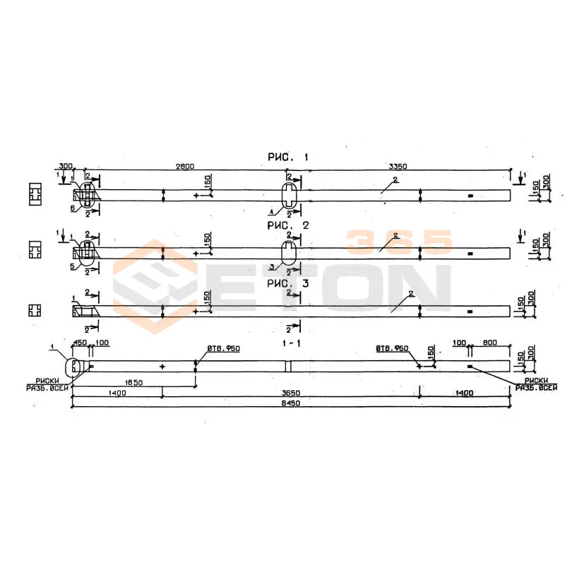 Колонны для зданий с высотой этажа 2,8 и 3,3 м серия 1.020-1/87 ( 1.020.1-7, 1.020-1/83, ИИ 04-1, 1.020.1-3пв ) 2К 3-28-3