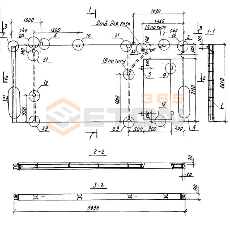 Панели внутренних стен Серия 1.100.1-7 ПСВ 59-26-16-200 т-1