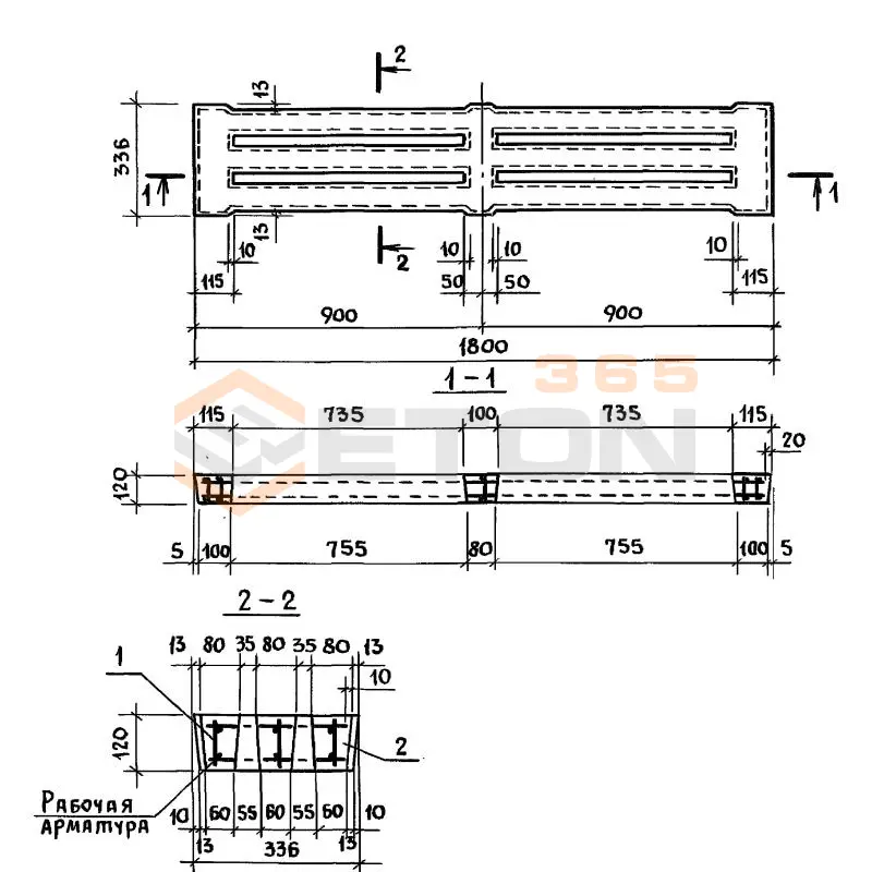 Решетки перекрытий каналов Серия 3.818.9-2 РП 180-34
