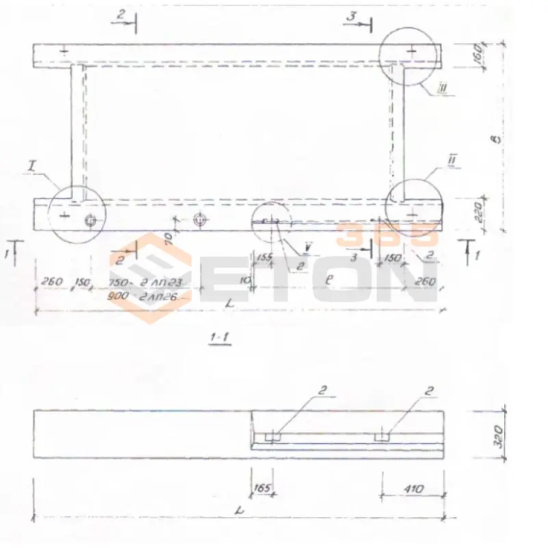 Лестничные площадки Серия 1.152.1-9 с 2ЛП 23-16в-4 кшс