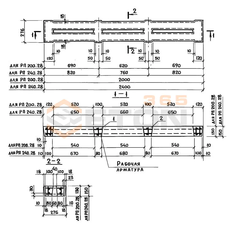 Решетки перекрытий каналов Серия 3.818.9-2 РП 200-28