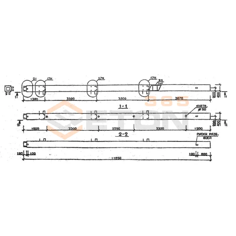Колонны сечением 400х400 мм для зданий с высотами этажей 3,3 м Серия 1.020.1-2с/89 5КН 33-119-4 н