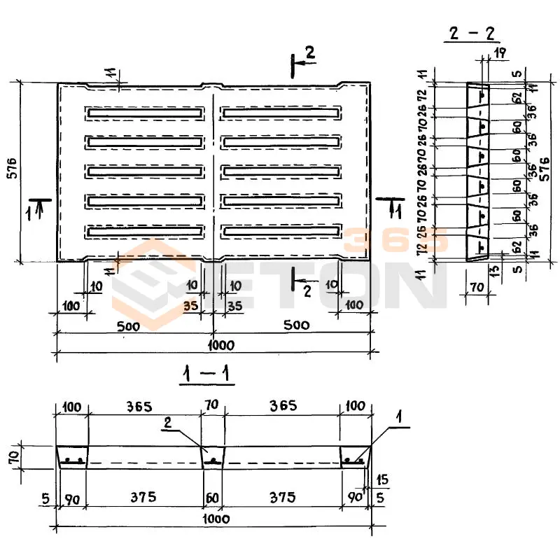 Решетки перекрытий каналов Серия 3.818.9-2 4РП 100-58