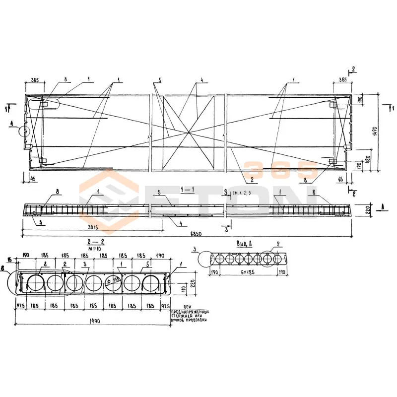 Панели перекрытия многопустотные Серия 1.020-1 ПК 68-15-8 АIVт-1 (1.020-1)