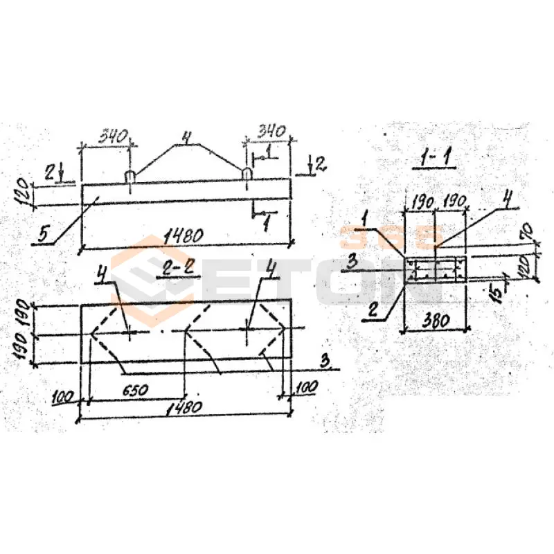 Балки перекрытия каналов Б серия 3.006.1-8 Б 1