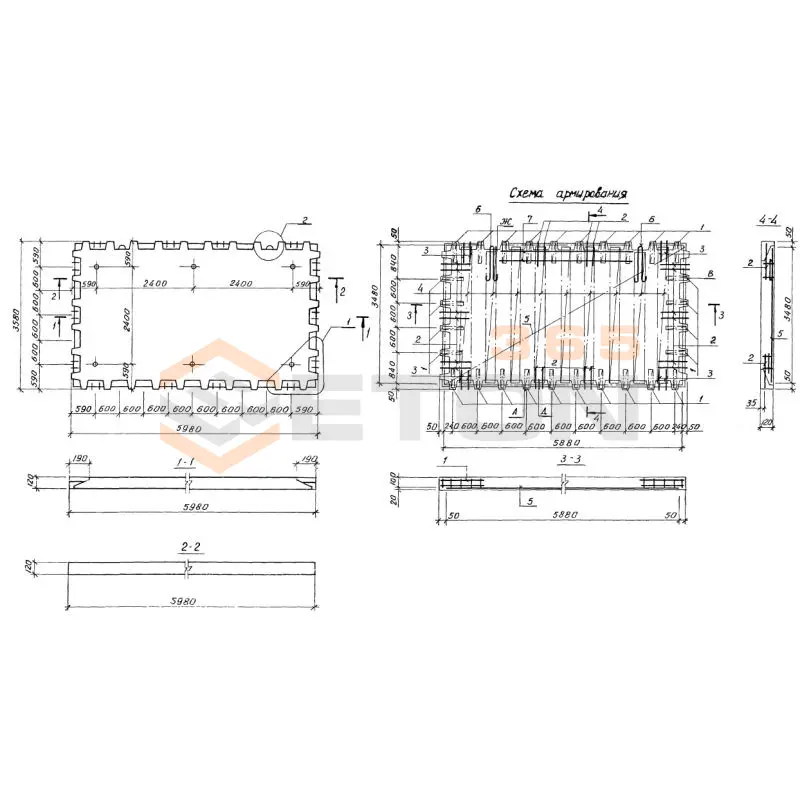 Плиты перекрытия Серия 1.143.1-9с 1П 36-60-4,5 с (1.143.1-9с)