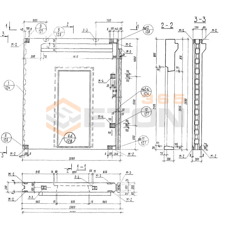 Блоки внутренних стен Серия 1.134-1 СБВЛ 27-2-30 т-5 п (1.134-1)