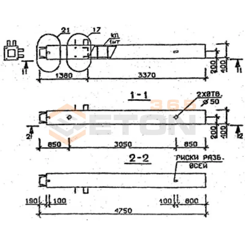 Колонны сечением 400х400 мм для зданий с высотами этажей 3,3 м Серия 1.020.1-2с/89 5КН 33-47-3 с