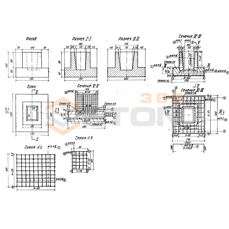 Фундаменты ТП 501-166 Ф 3 (ТП 501-166)