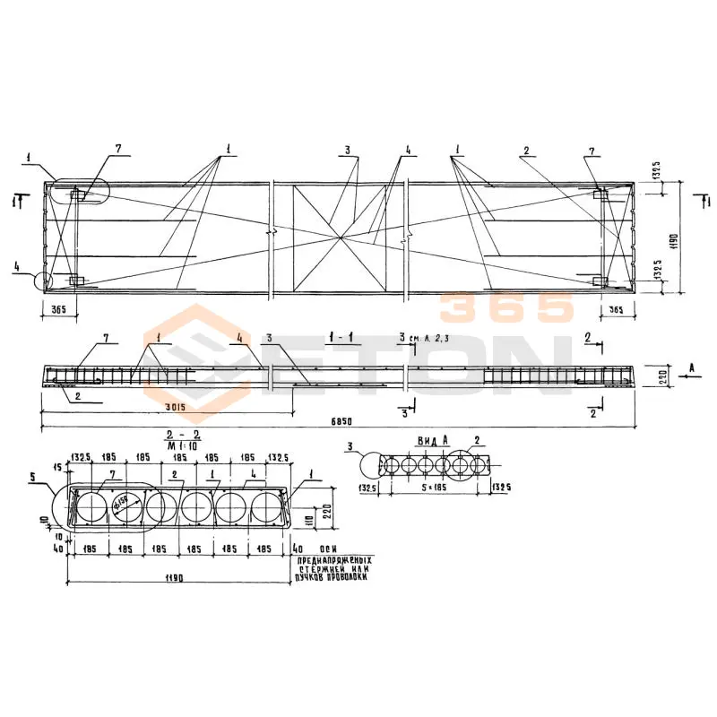 Панели перекрытия многопустотные Серия 1.020-1 ПК 68-12-8 АIVп (1.020-1)