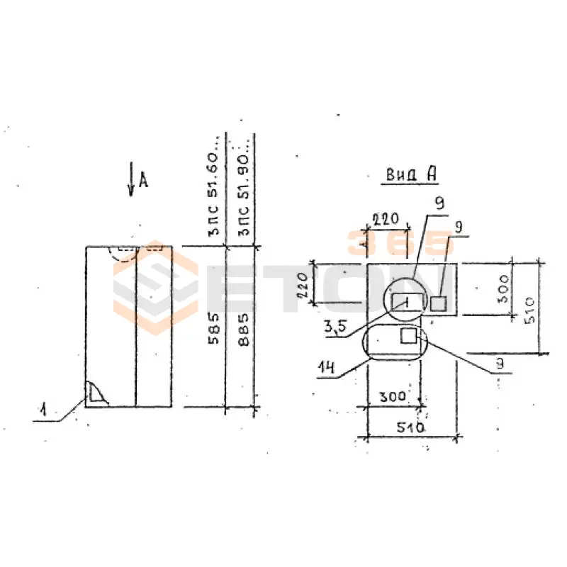 Панели стеновые толщиной 300 мм Серия 1.030.1-1 3ПС 51-90-30 л