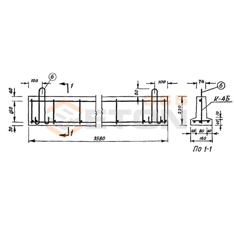 Балки таврового сечения с нижней полкой Серия ИИ 01-02 БА 4 (ИИ 01-02)
