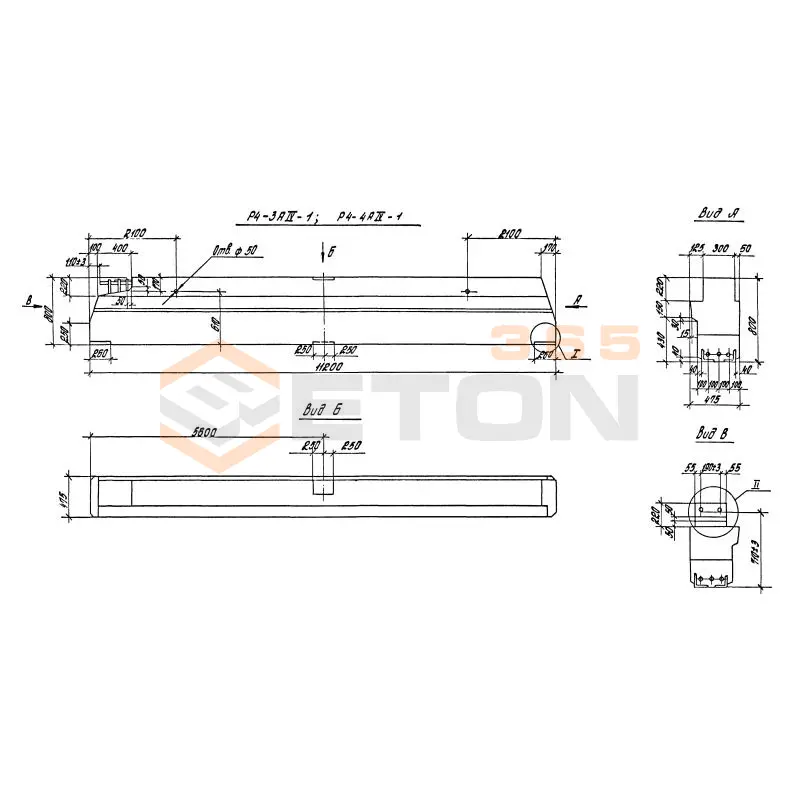 Ригели пролетом 12,0 м Серия 1.420.1-19 Р 4-4 АтIVс-1 а