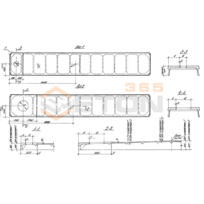 Плиты ребристые Серия 1.465.1-13 1ПВ 18-9 АIVт-4,1 п