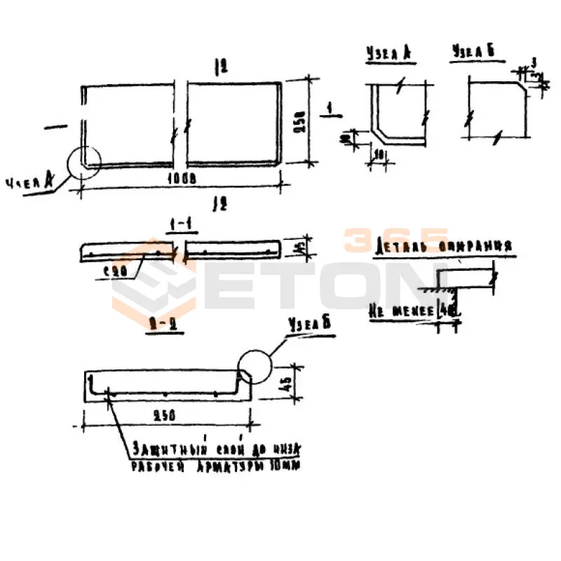 Плиты подоконные Серия 1.136-1 ЛО 10-25 (1.136-1)