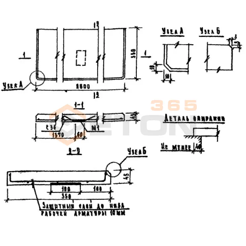 Плиты подоконные Серия 1.136-1 ЛО 28-35 (1.136-1)