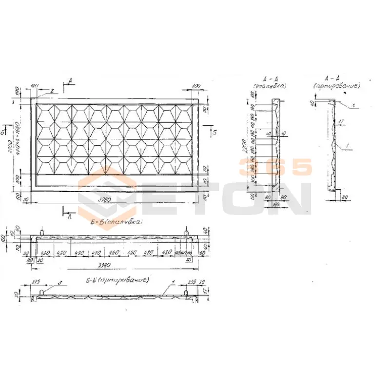 Панели оград Серия Б 3.017.1-4.03 ПО 40-22-16-1