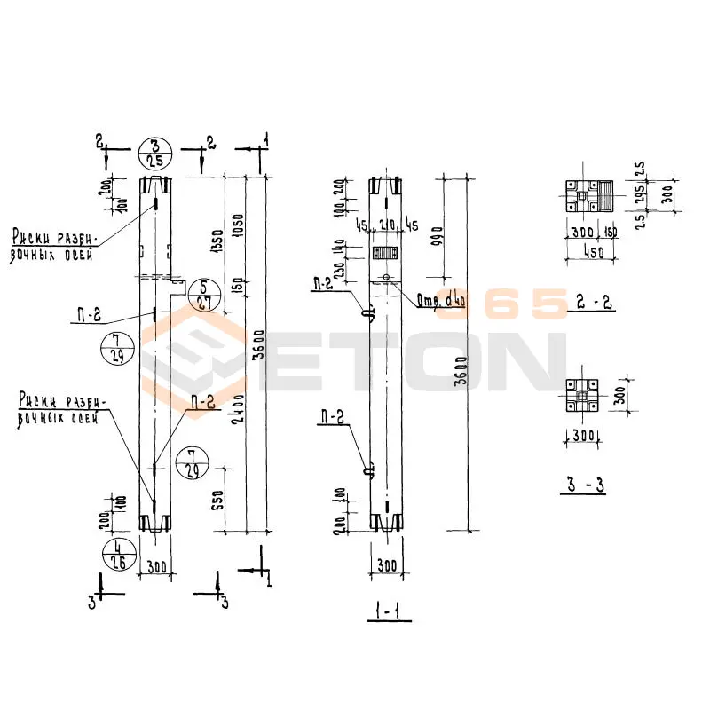 Колонны сечением 300х300 Серия ИИ 04-2 КСК 336-14-4