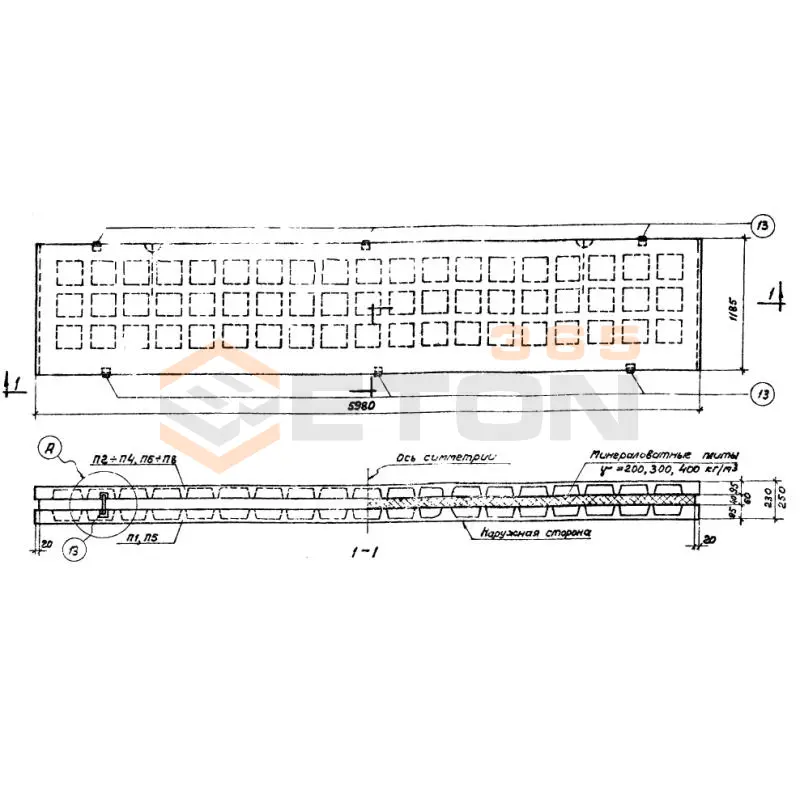 Панели стеновые трехслойные СТ 02-33 ПСТ 23-2 а-1,2-6 (СТ 02-33)