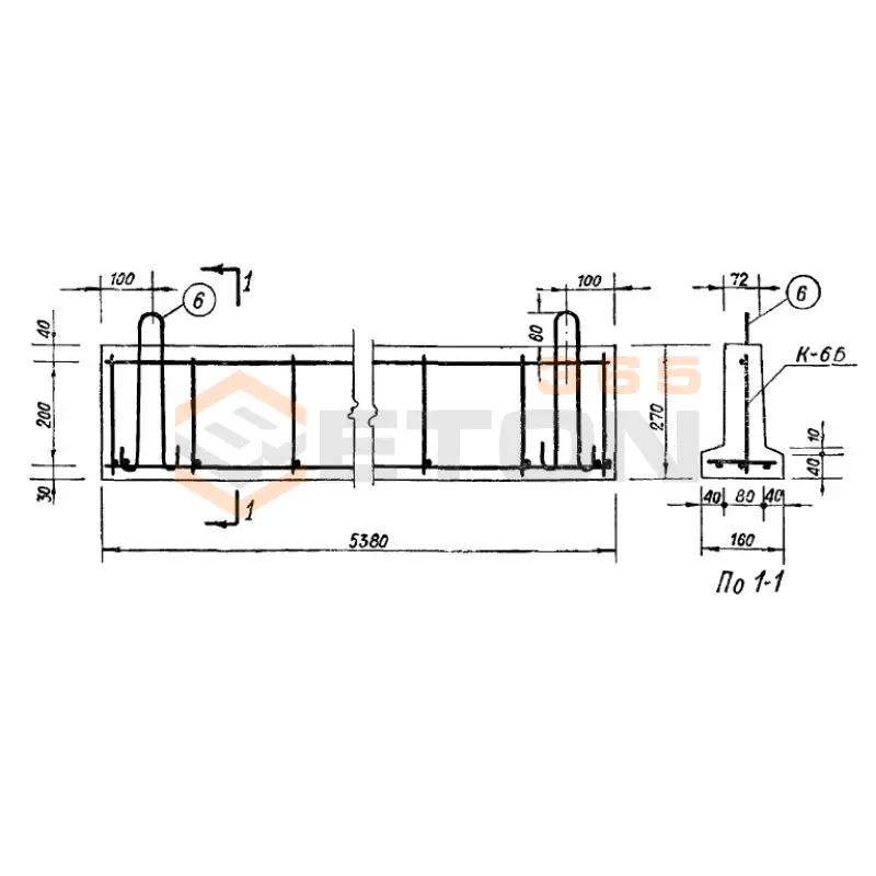 Балки таврового сечения с нижней полкой Серия ИИ 01-02 БА 6 (ИИ 01-02)