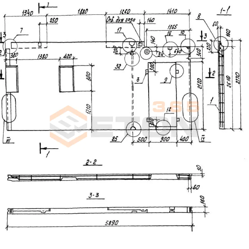 Панели внутренних стен Серия 1.100.1-7 ПСВ 59-28-16-200 т-2