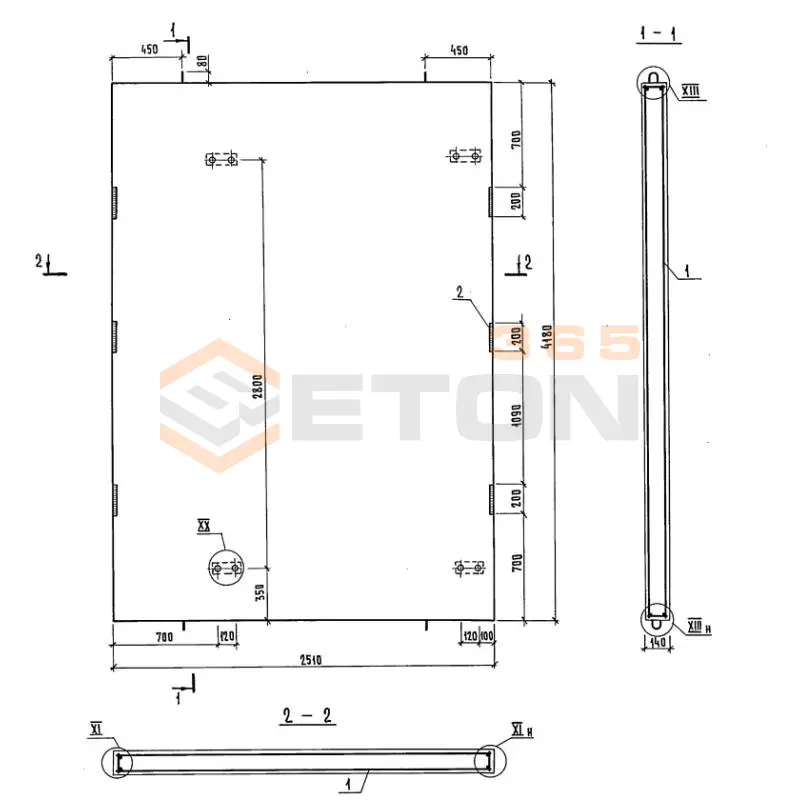 Панели шахт лифтов Серия 1.289.1-2 ПШЛ 100-42-3 б