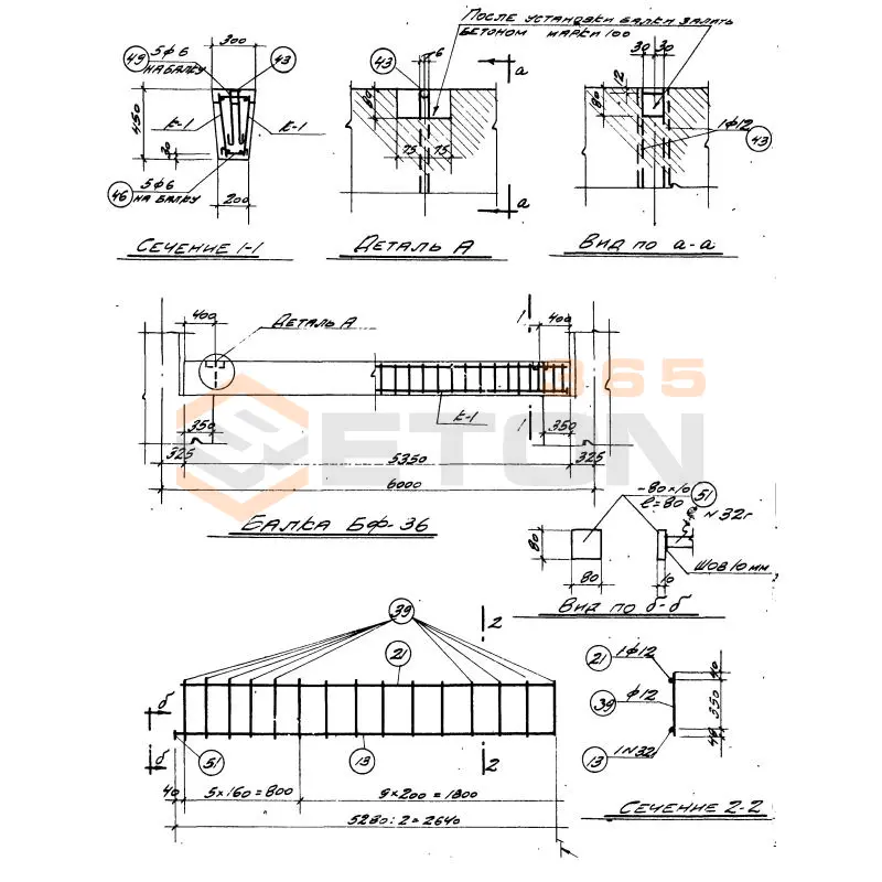 Балки фундаментные серия КЭ 01-15 ( КЭ 01-01 ) БФ 36