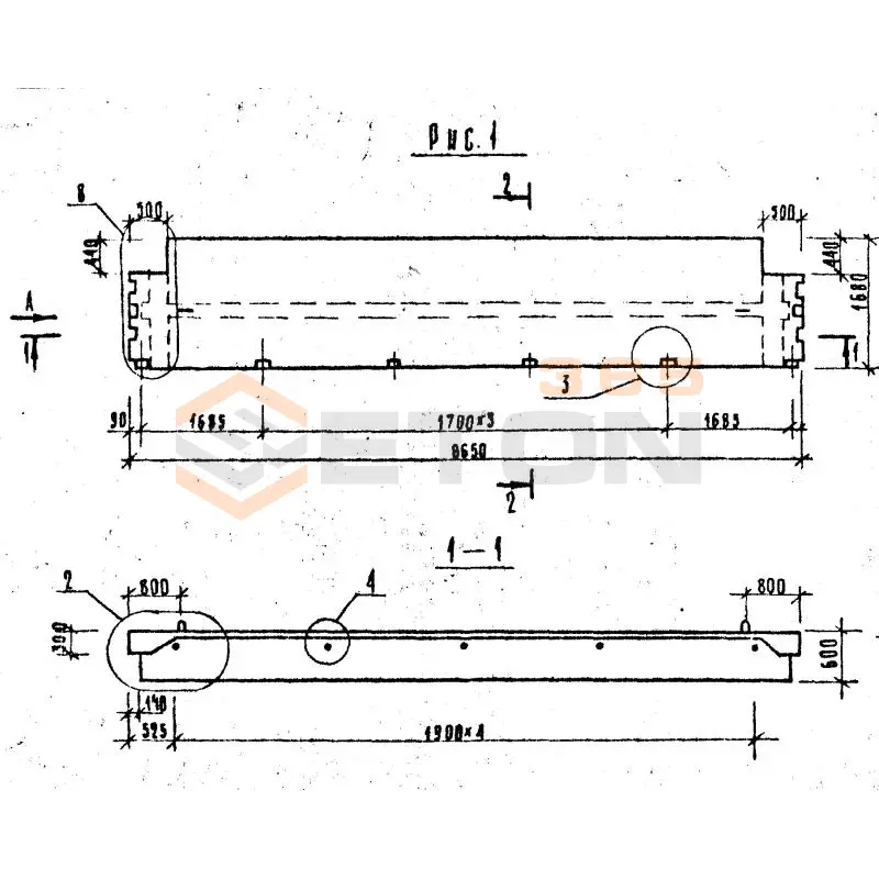 Плиты перекрытий Серия 1.042.1-2 ПТ 86-17-8 АIVт-1