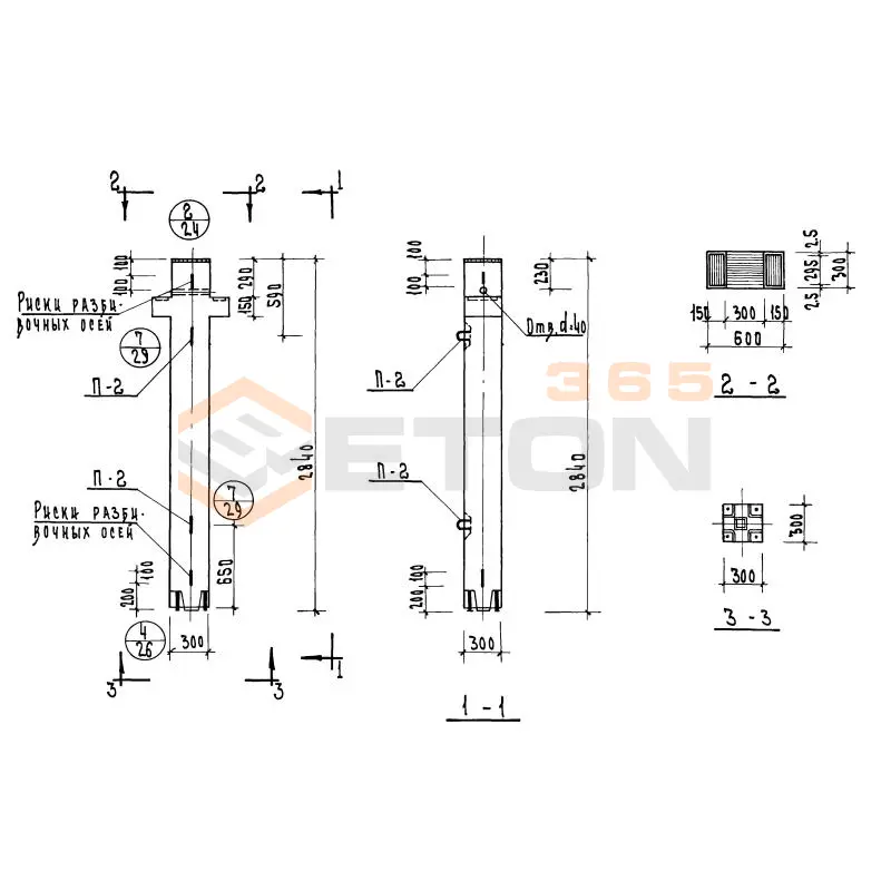Колонны сечением 300х300 Серия ИИ 04-2 КВР 336-14