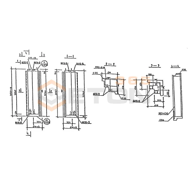 Панели наружных стен Серия 1.232 КЛ-2 НРУ 6-36-35 (1.232 КЛ-2)