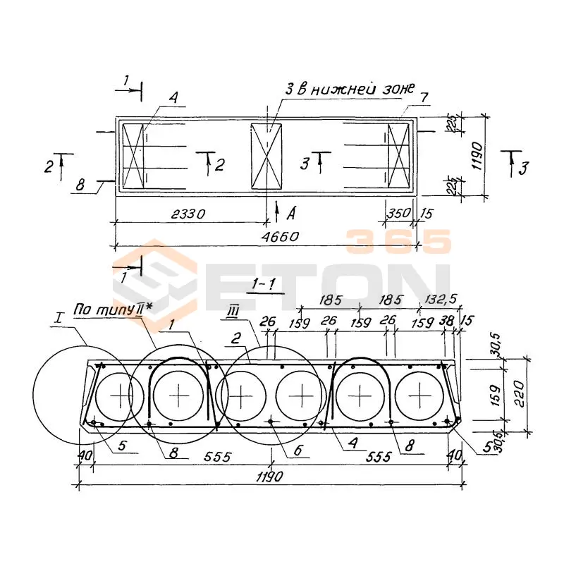 Плиты многопустотные для районов с сейсмичностью Серия 1.141.1-40с 1ПК 47-12-8 АтV с7