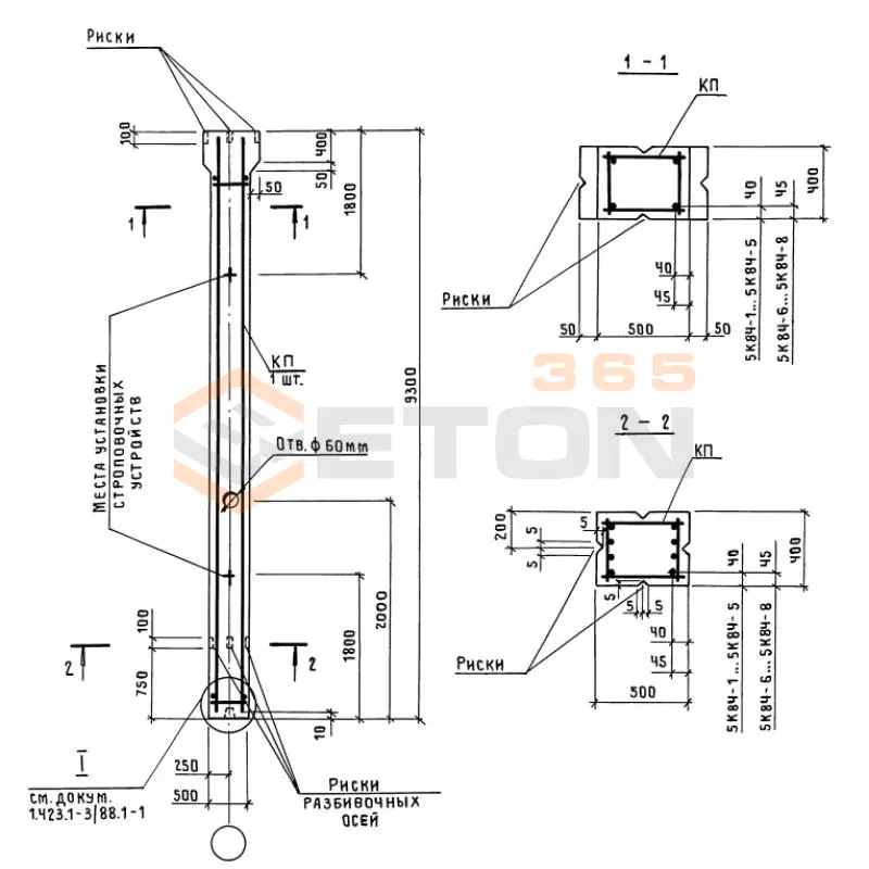 Колонны железобетонные Серия 1.423.1-3/88 5К 84-6 м3