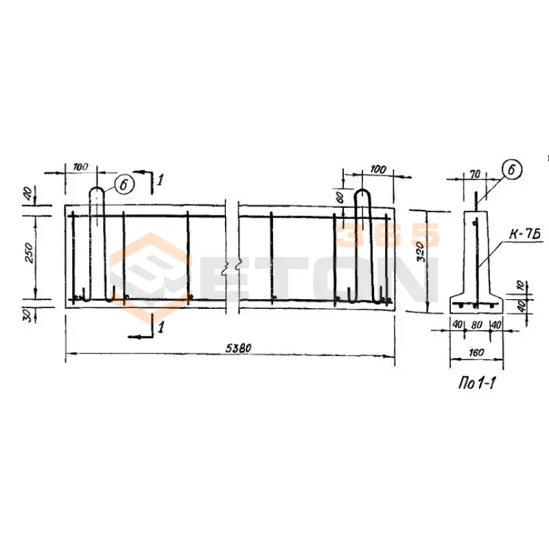 Балки таврового сечения с нижней полкой Серия ИИ 01-02 ББ 6 (ИИ 01-02)