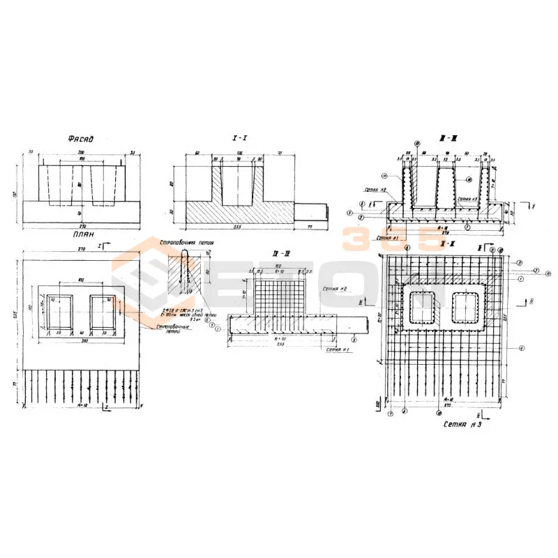 Фундаменты ТП 501-166 Ф 4 (ТП 501-166)