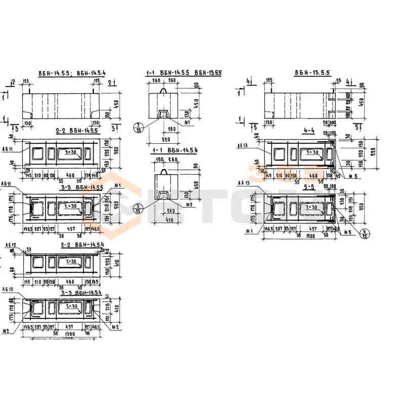 Блоки вентиляционные Серия 1.134.1-3 ВБН 14-5-4