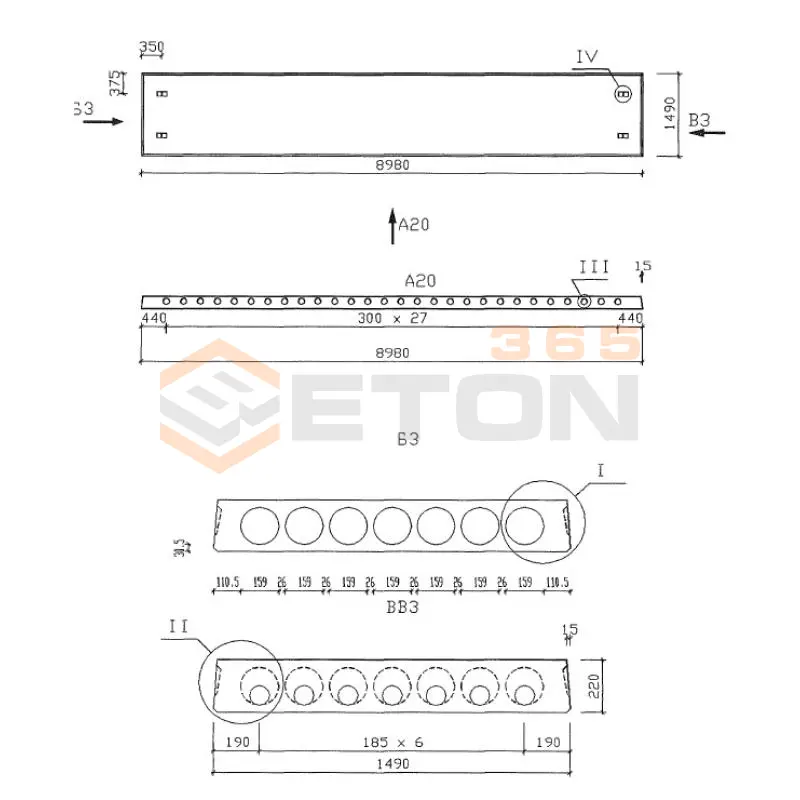 Плиты многопустотные Серия 1.041.1-5 1ПК 90-15-6 Н 0-АтV