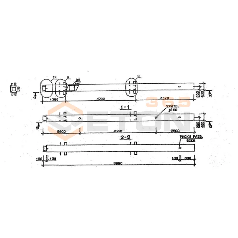 Колонны сечением 400х400 мм для зданий с высотами этажей 3,3 м Серия 1.020.1-2с/89 3КН 33-89-13 с