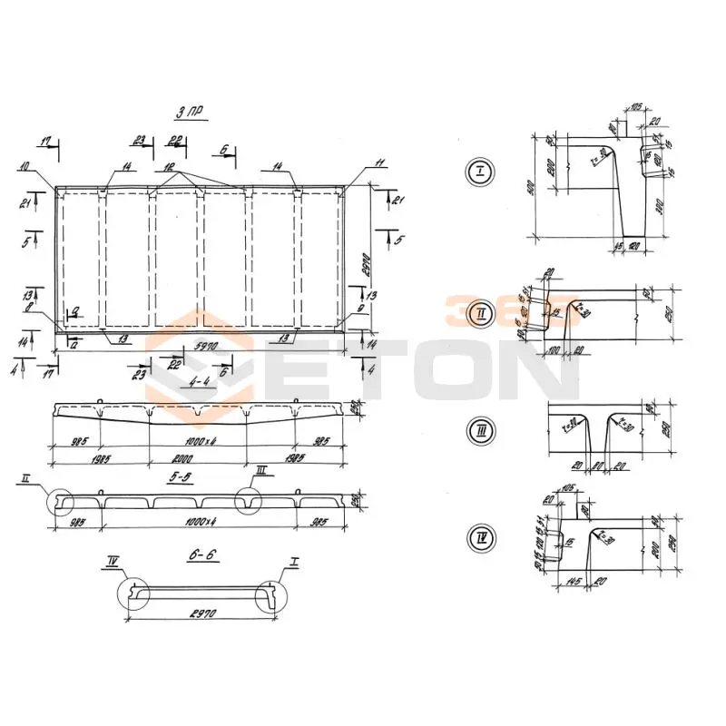 Плиты покрытия Серия 3.900.1-10 3ПР 3