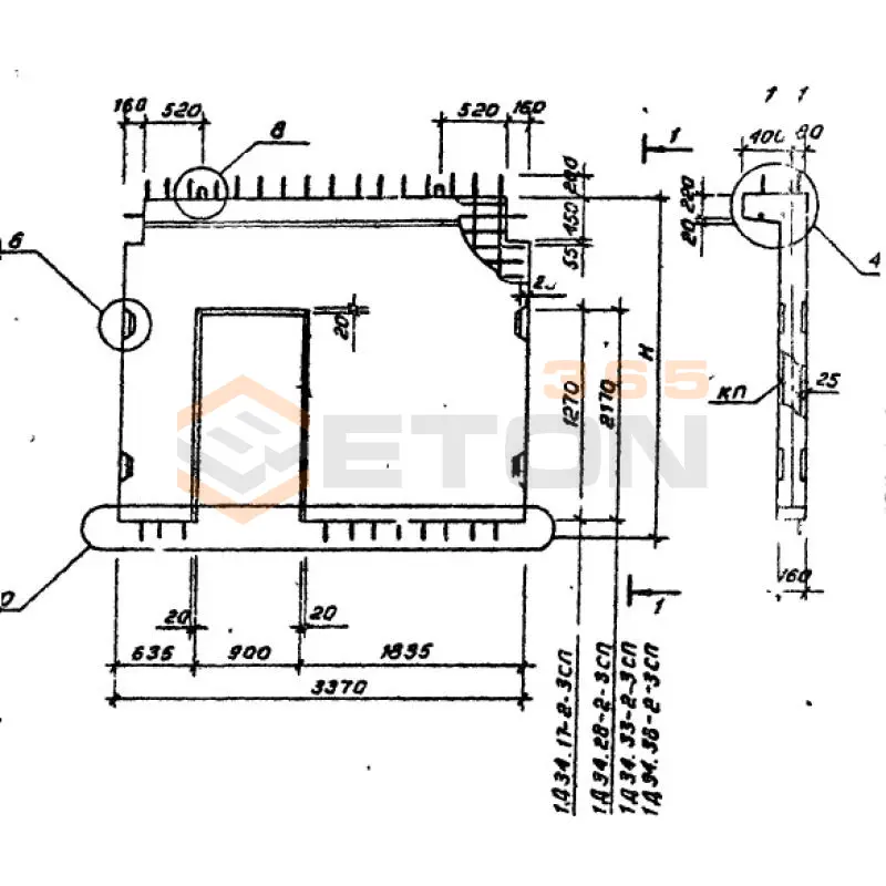 Диафрагмы жесткости Серия 1.020.1-6сп 1Д 34-36-3-3 сп (1.020.1-6сп)
