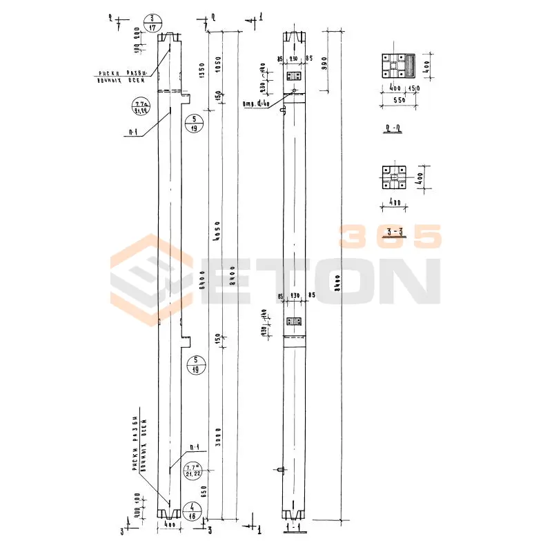 Колонны сечением 400х400 Серия ИИ 04-2 КСК 484-40-2