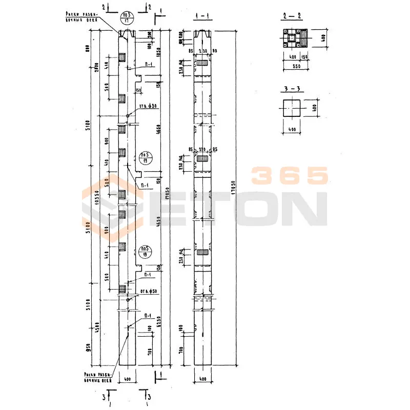Колонны сечением 400х400 Серия ИИ 04-2 К3НК 448(60)-34