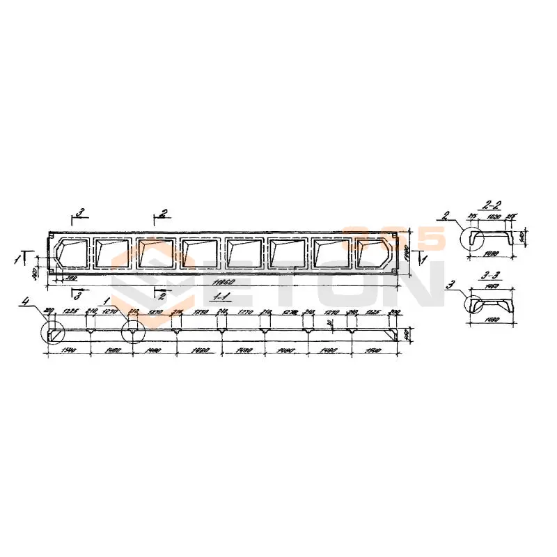 Плиты ребристые Серия 1.465.1-16 3ПЛ 12-2 АтVI
