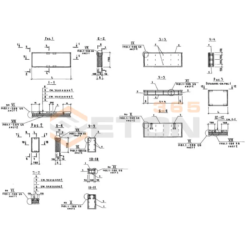 Панели стеновые трехслойные Шифр 1481 ПСТ 12-12-30 пп (Шифр 1481)