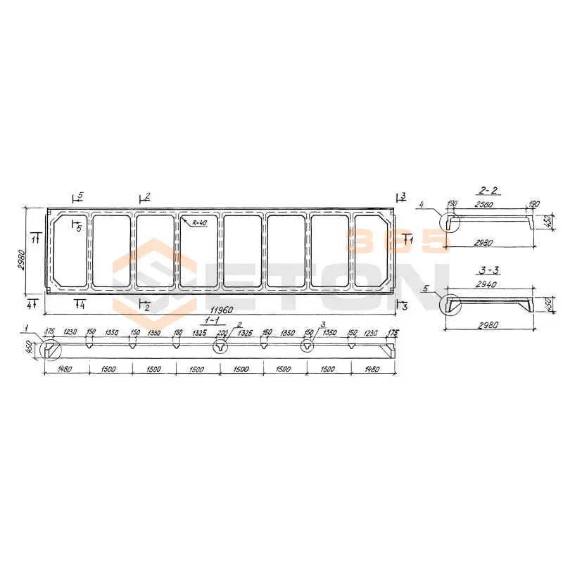 Плиты ребристые серия 1.465.1-15 1ПЛ 12-3 АIV