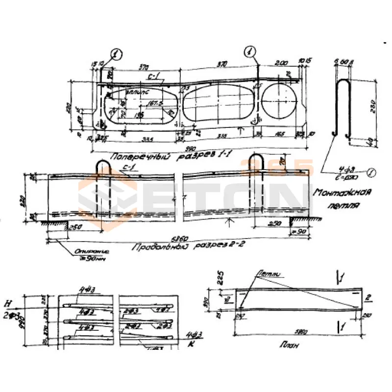 Панели с овальными пустотами Серия ИИ 01-02 ПОН 60-10 (ИИ 01-02)