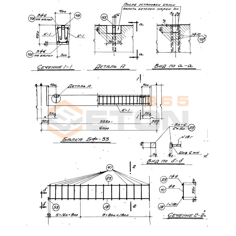 Балки фундаментные серия КЭ 01-15 ( КЭ 01-01 ) БФ 33